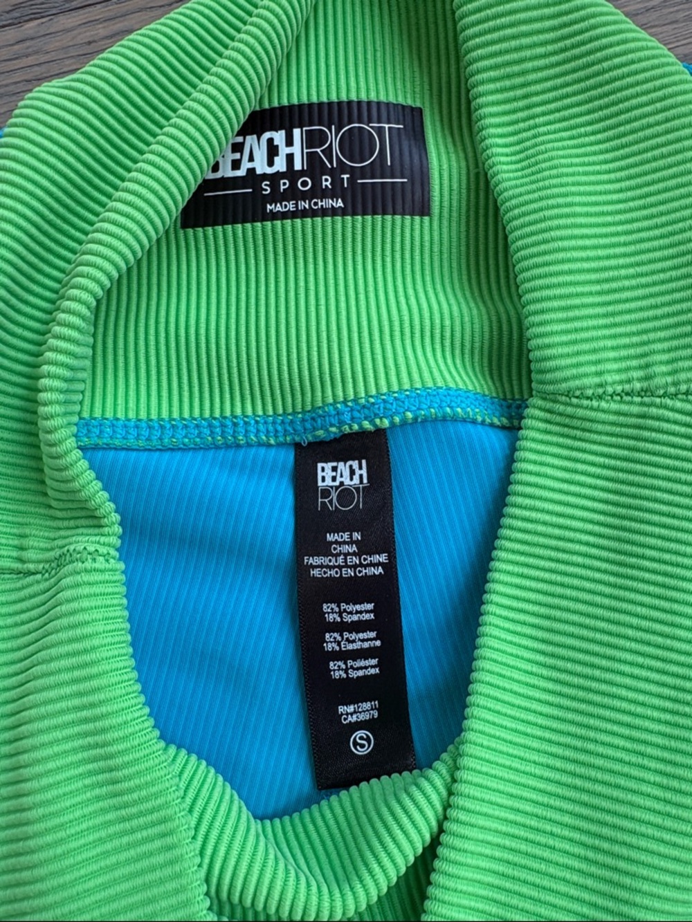 Beach Riot Blue & Lime Colorblock Athletic Bike Shorts - Picture 2 of 5